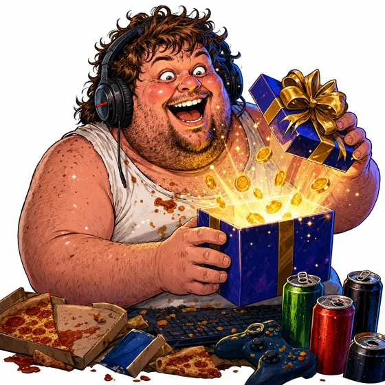 Patch packt ein leuchtendes Geschenk aus