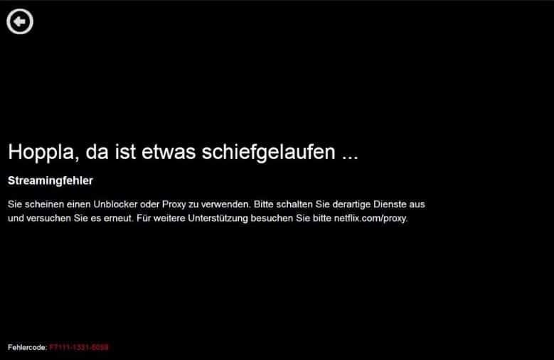 Netflix Geoblocking Fehlermeldung