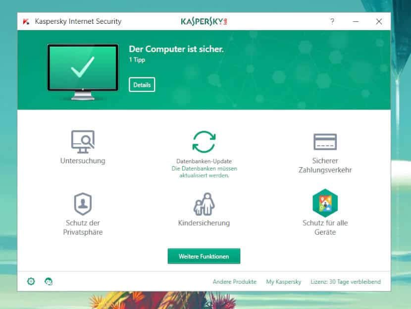 Kaspersky Antivirus Dashboard