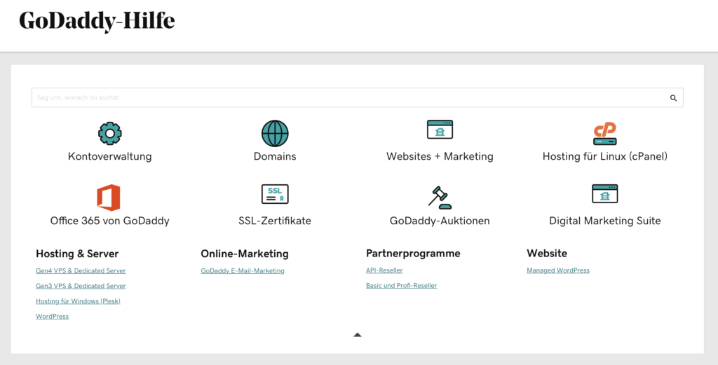 GoDaddy Hilfzentrum