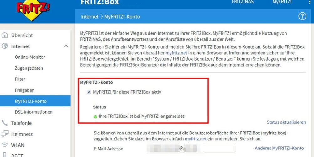 MyFRITZ! Anmeldung