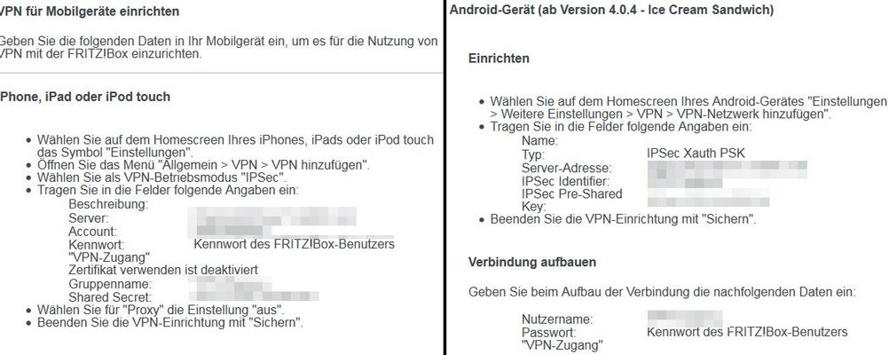 FRITZ!Box Daten, die du zum Einrichten auf deinem Mobilgerät benötigst