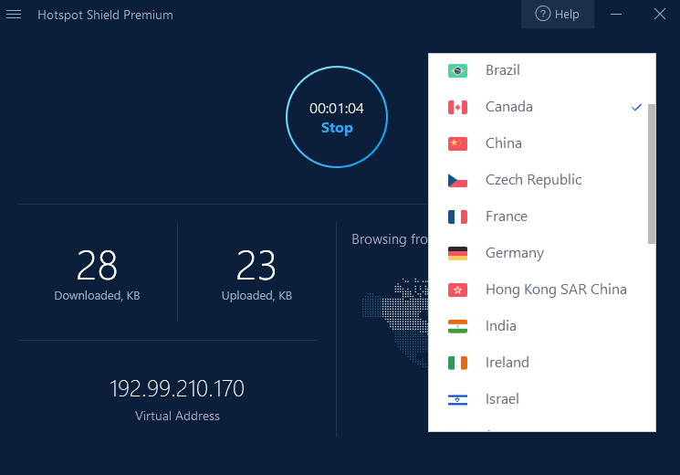 Hotspot Shield VPN Interface