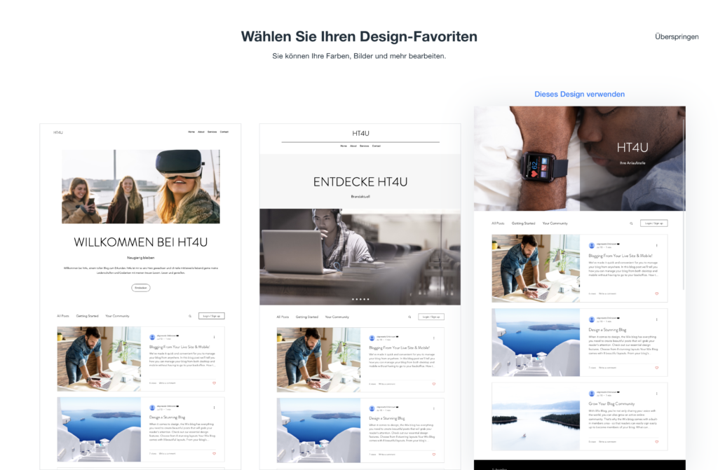 Design Favoriten Wix