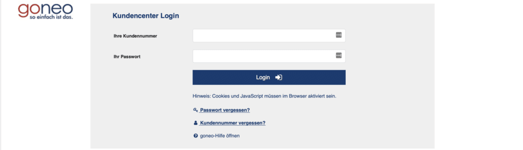 Goneo Log-in