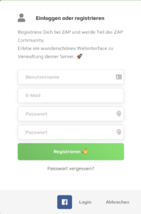 Zap-Hosting Anmeldung