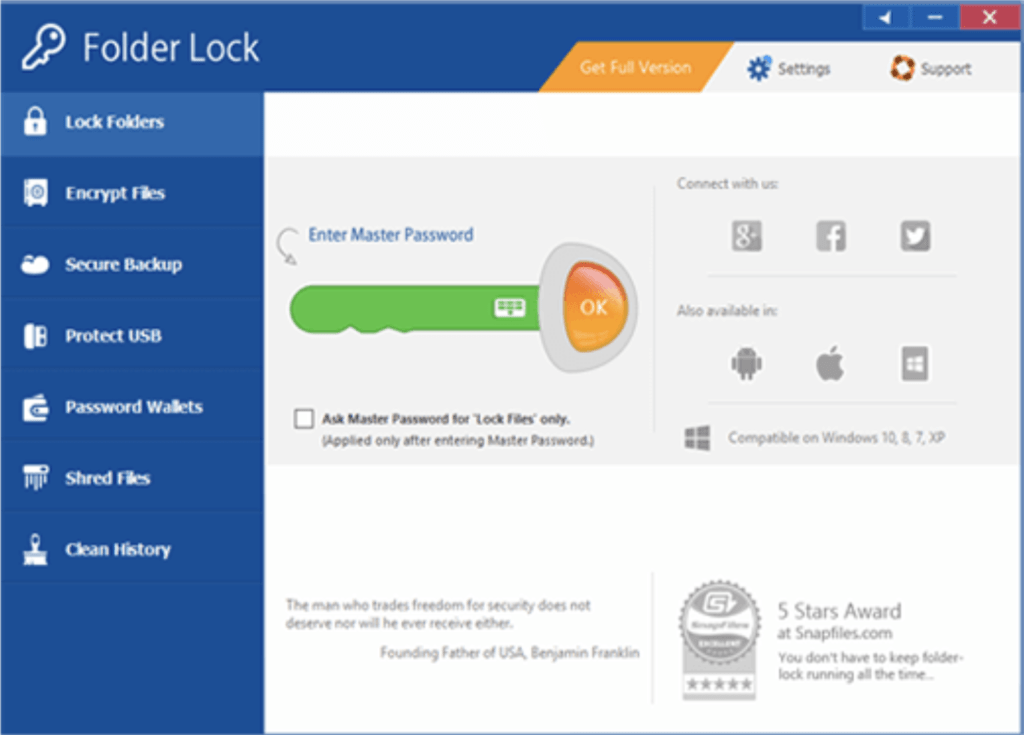 Folder Lock Einrichtung