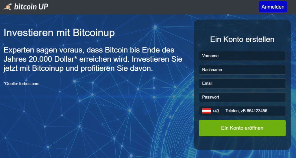 Bitcoin Up Webseite