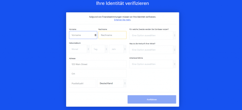 Coinbase-Verifizierung