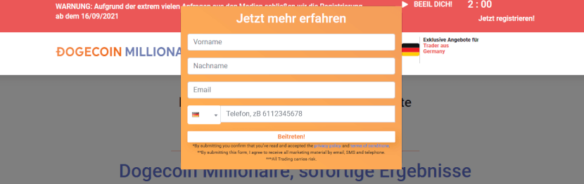 Dogecoin Millionaire Anmeldung