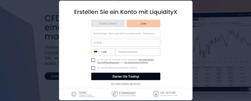 LiquidityX Anmeldung