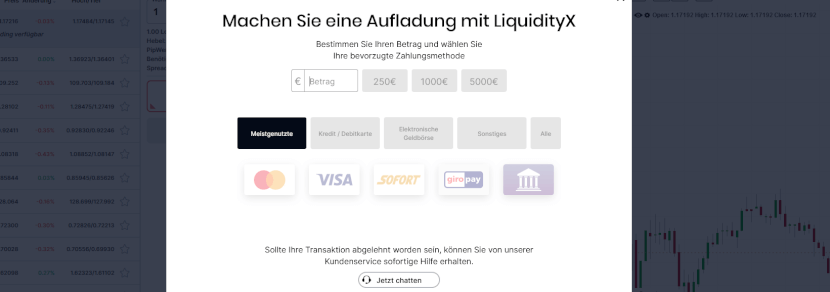 LiquidityX Einzahlung