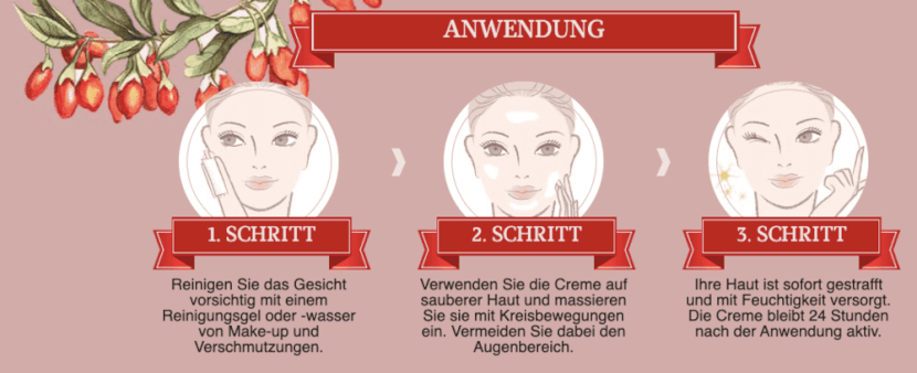 Goji Cream Anwendung
