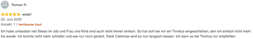 Calminax Erfahrungsbericht von Roman
