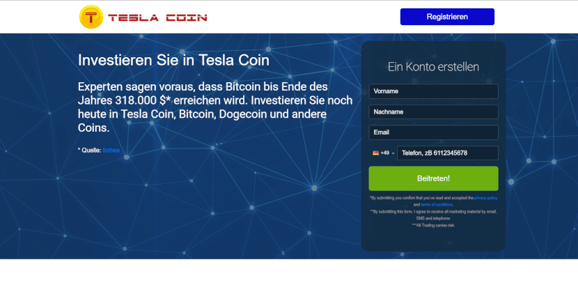 Tesla Coin Homepage
