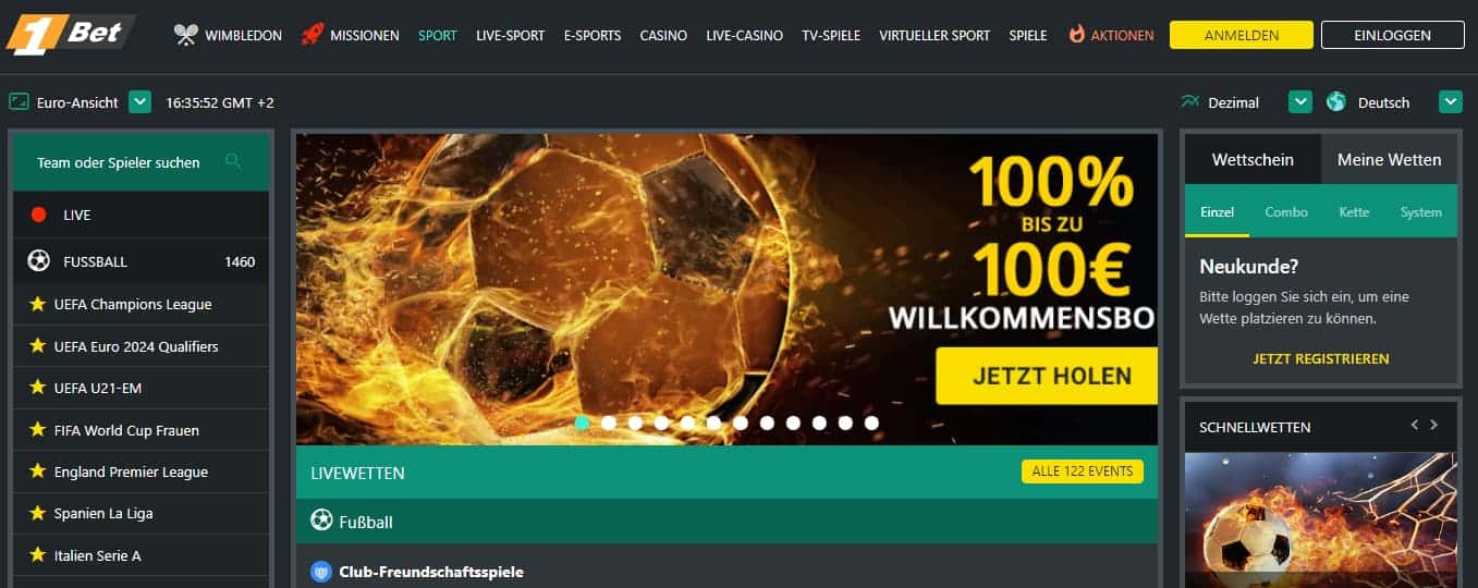 1Bet Wettanbieter Bonus ohne Einzahlung