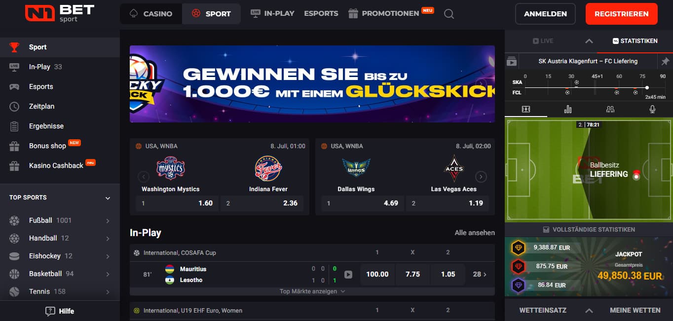 N1Bet Wettanbieter Bonus ohne Einzahlung