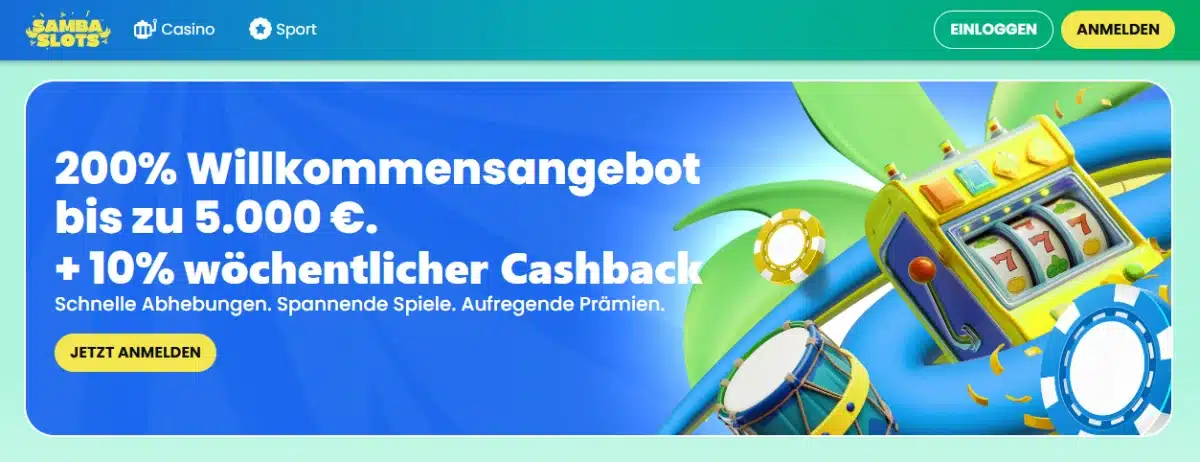 Samba Slots – Exotisches Spielerlebnis für Deutschland mit starkem Bonus